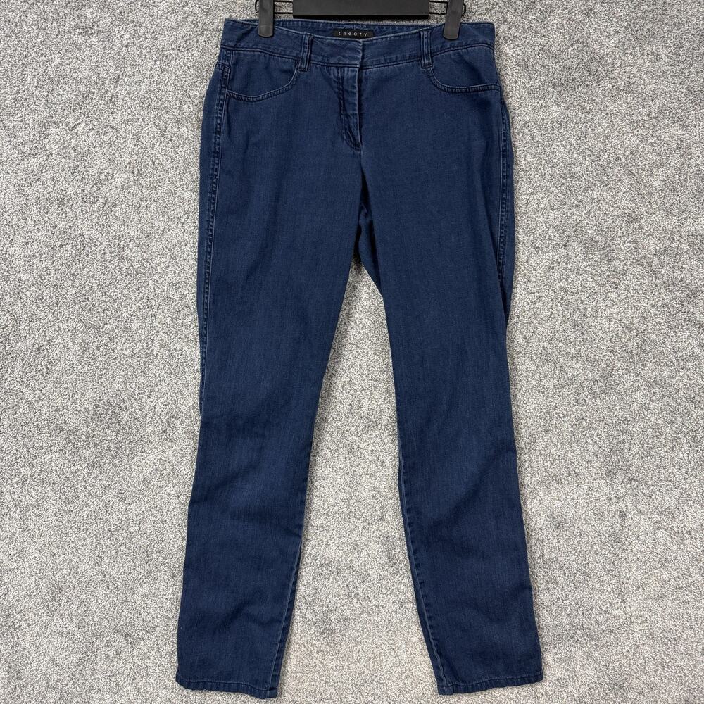 Theory Jeans Womens 4 30x29 Blue Skinny Slim Dark Dixie Sateen Denim Normcore